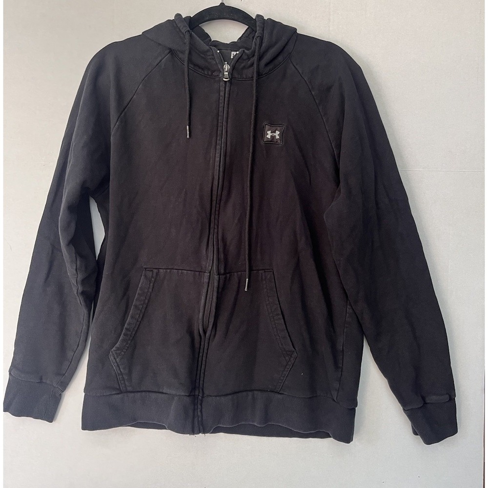 Under Armour Hoodie Mens Size Large Black Full Zip Pockets Fleece